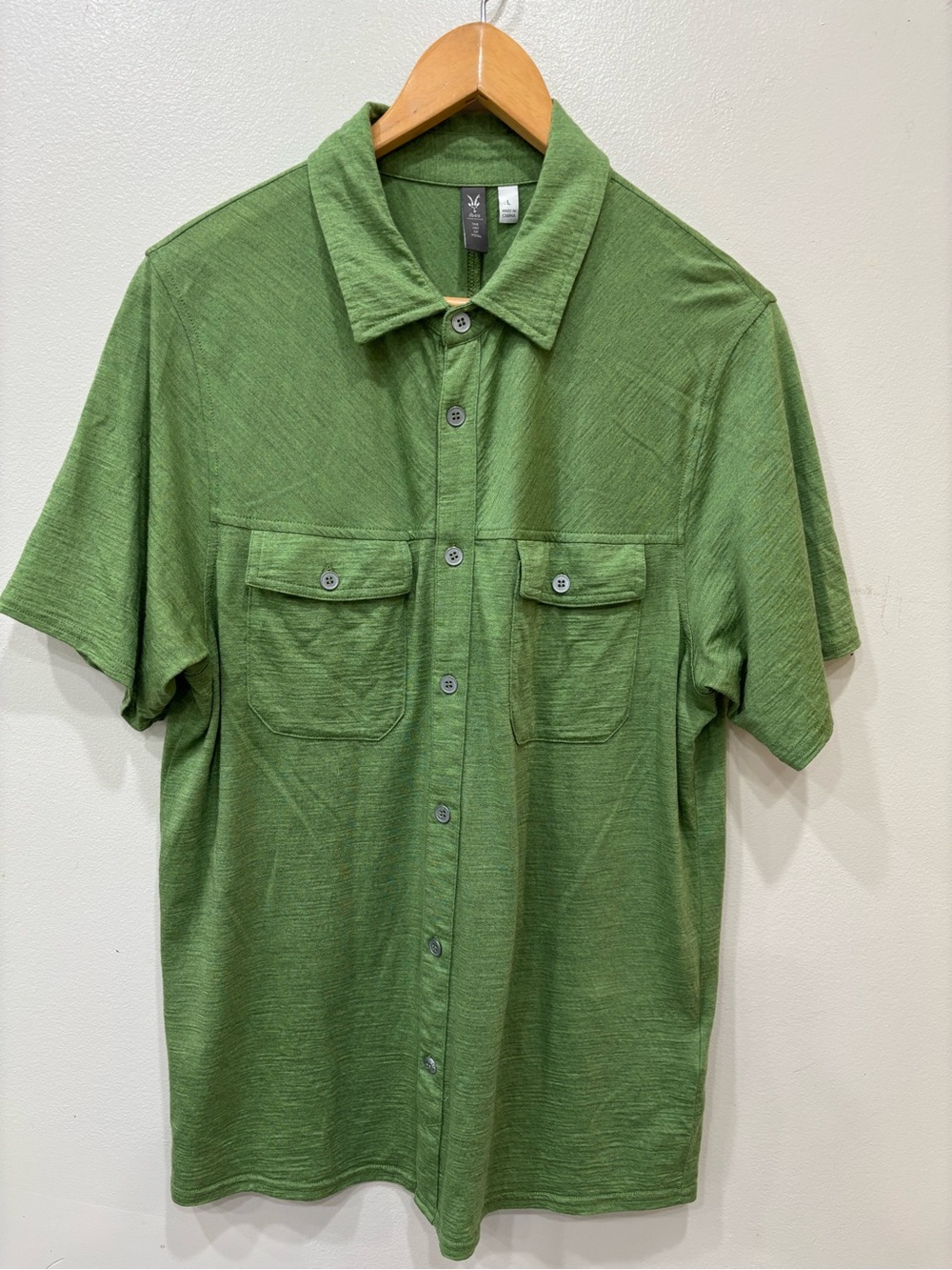 Ibex Merino Wool Button Up Shirt Green Men’s Size Large